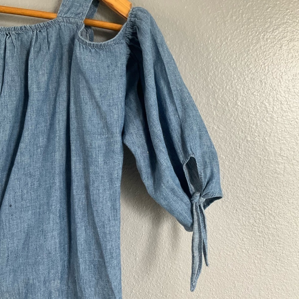 Madewell Cold Shoulder Linen Chambray Top size XS light weight T167 - Picture 5 of 7